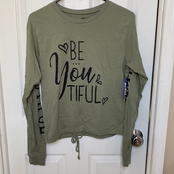 On Fire Sage Long Sleeve Crop NWT - Picture 1 of 4
